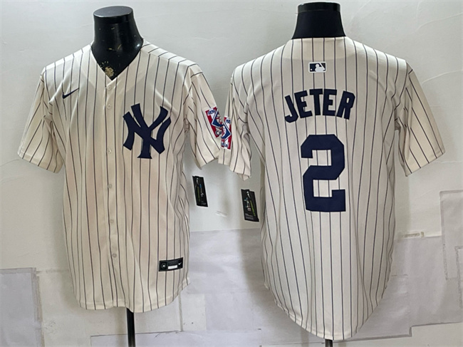 Men's Cream New York Yankees #2 Derek Jeter 2026 Field of Dreams Stadium Stitched Baseball Jersey